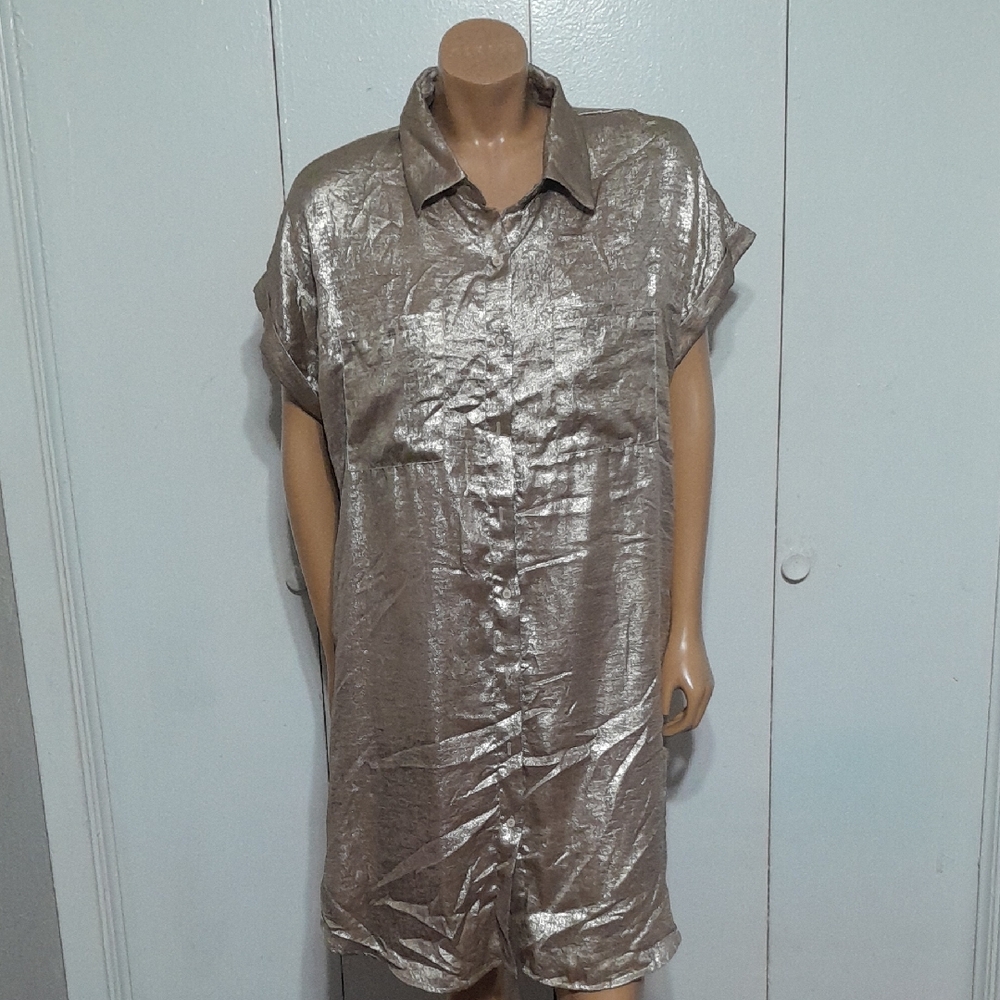 SHEIN Shimmering Gold Midi Dress